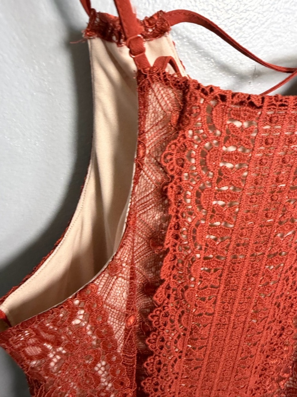 Francesca's Blush and Rust Crochet Slip Dress - Picture 9 of 9